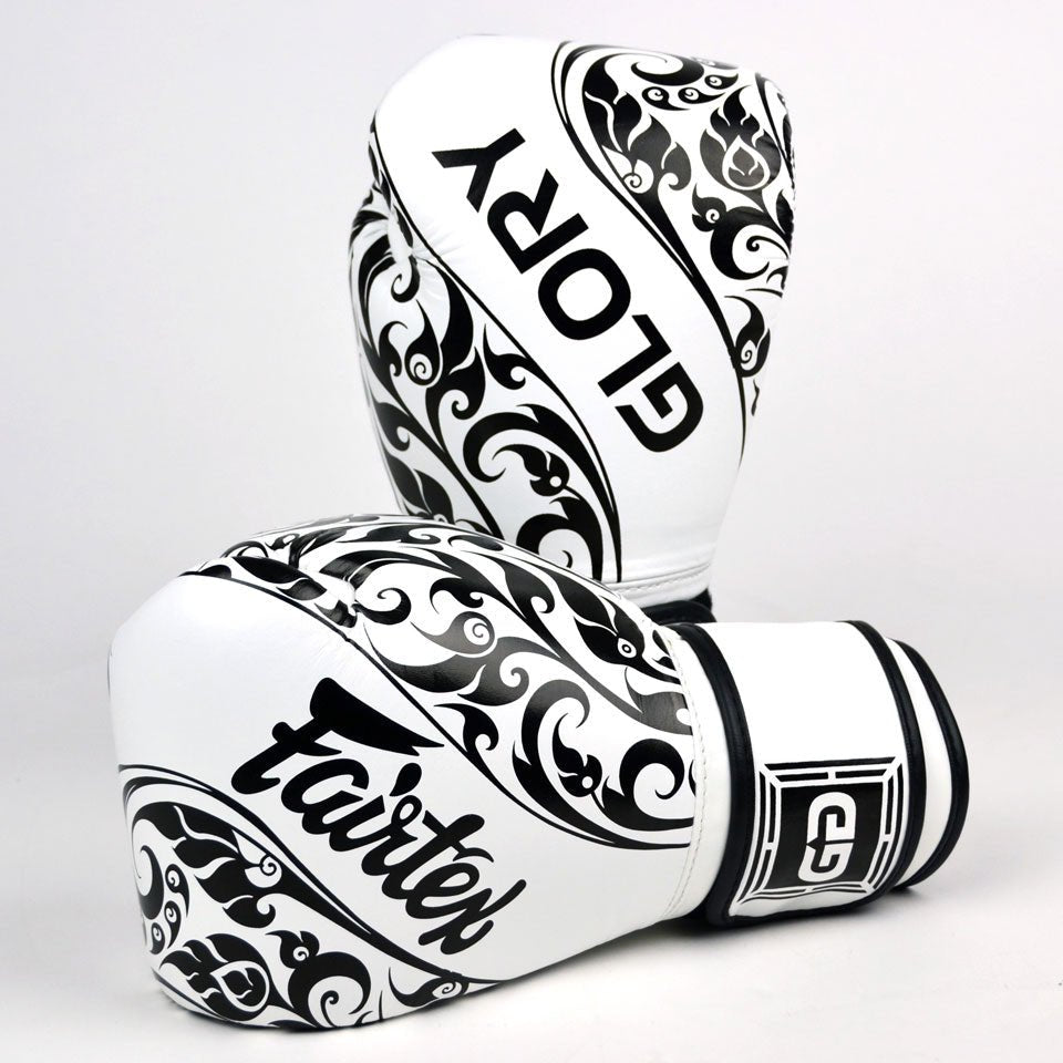 Fairtex X Glory Velcro Boxing Gloves LTD EDITION - White - FightstorePro