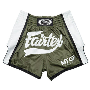 Fairtex X MTGP Olive-White Muay Thai Shorts - FightstorePro