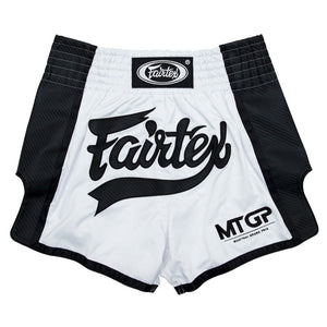 Fairtex X MTGP White-Black Muay Thai Shorts - FightstorePro
