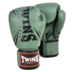 FBGVDM3-TW6 Twins Non-Leather Boxing Gloves Olive - FightstorePro
