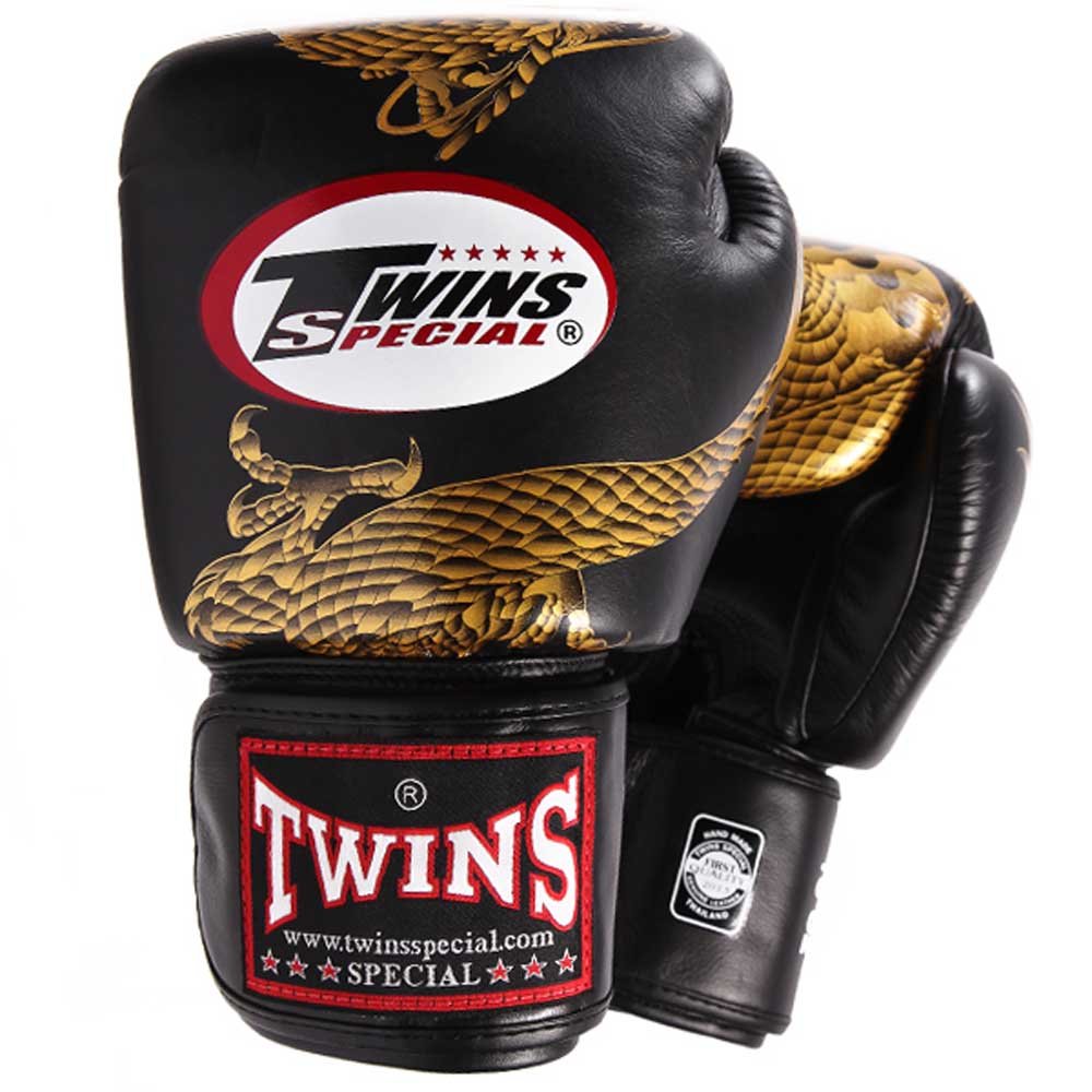 FBGVL3-23 Twins Black-Gold Dragon Boxing Gloves - FightstorePro