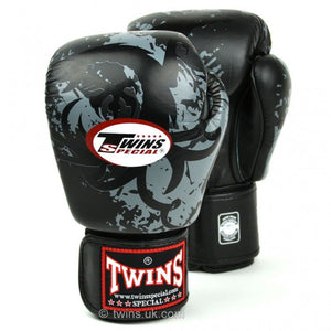 FBGVL3-36 Twins Black Tribal Dragon Boxing Gloves - FightstorePro