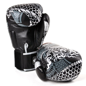 FBGVL3-52 Twins Black-Silver Nagas Boxing Gloves - FightstorePro