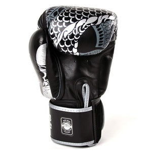 FBGVL3-52 Twins Black-Silver Nagas Boxing Gloves - FightstorePro