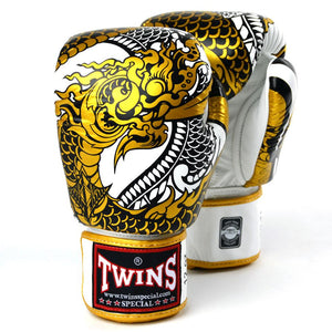 FBGVL3-52 Twins White-Gold Nagas Boxing Gloves - FightstorePro