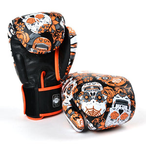 FBGVL3-53 Twins Orange Skull Boxing Gloves - FightstorePro