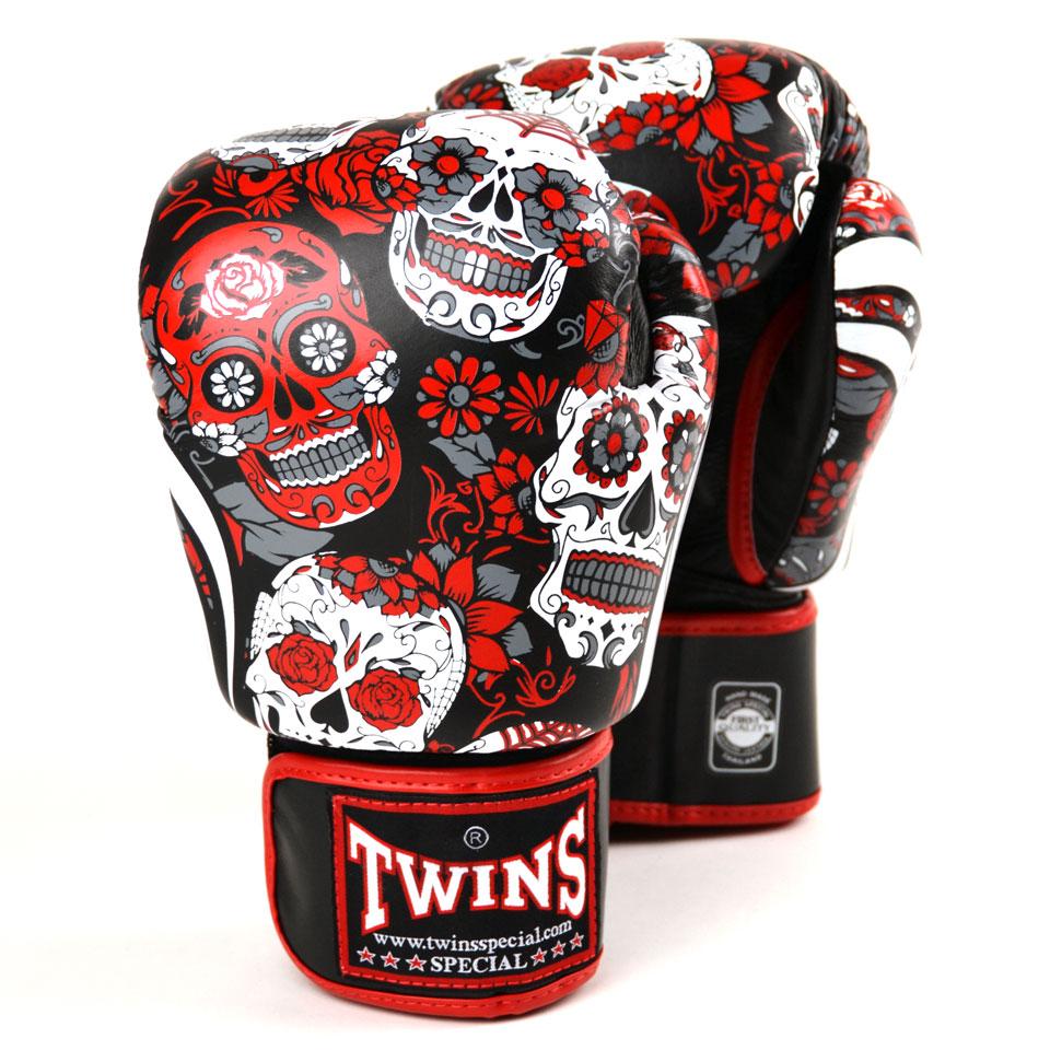 FBGVL3-53 Twins Red Skull Boxing Gloves - FightstorePro