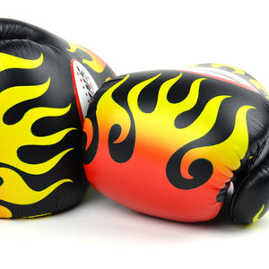 FBGVL3-7 Twins Black Fire Flame Boxing Gloves - FightstorePro