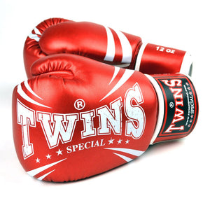 FBGVS3-TW6 Twins Metallic Red Synthetic Boxing Gloves - FightstorePro
