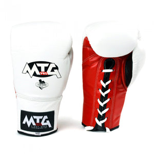 LG2 MTG Pro 3-Tone White Lace-up Boxing Gloves - FightstorePro