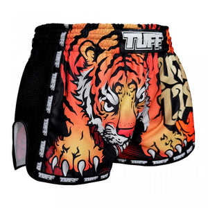 MRS303 TUFF Muay Thai Shorts Retro Style Black Cruel Tiger - FightstorePro