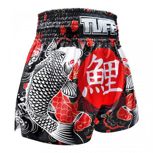MS638 TUFF Muay Thai Shorts Black Japanese Koi Fish - FightstorePro