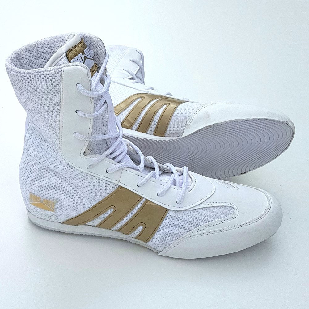 Pro Box Boxing Boots - White/Gold - FightstorePro