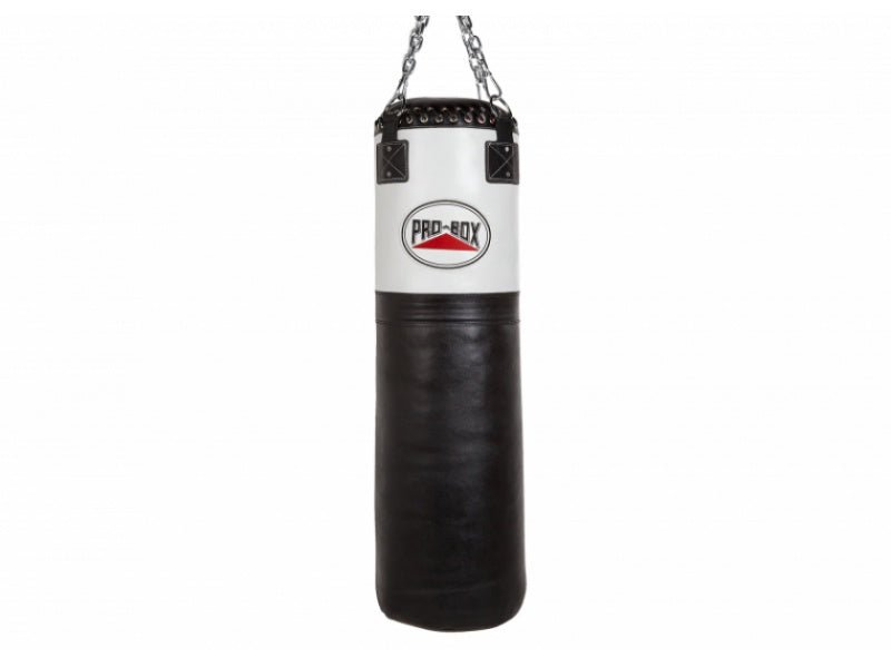 Pro Box Super Heavy Leather Punch Bag Black/White 4ft (40kg) - FightstorePro