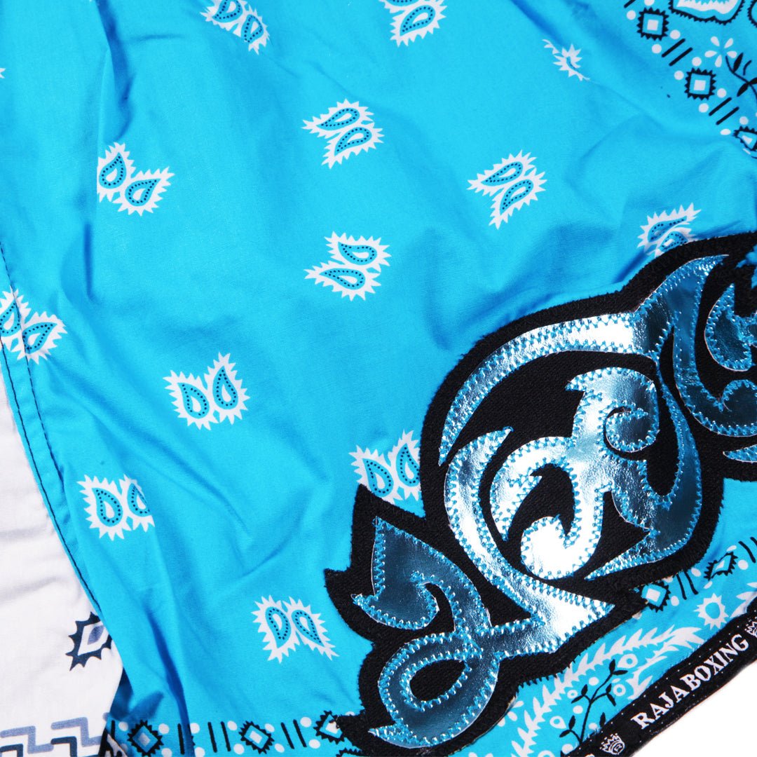 Raja Classic Muay Thai Shorts - Blue Pattern - FightstorePro