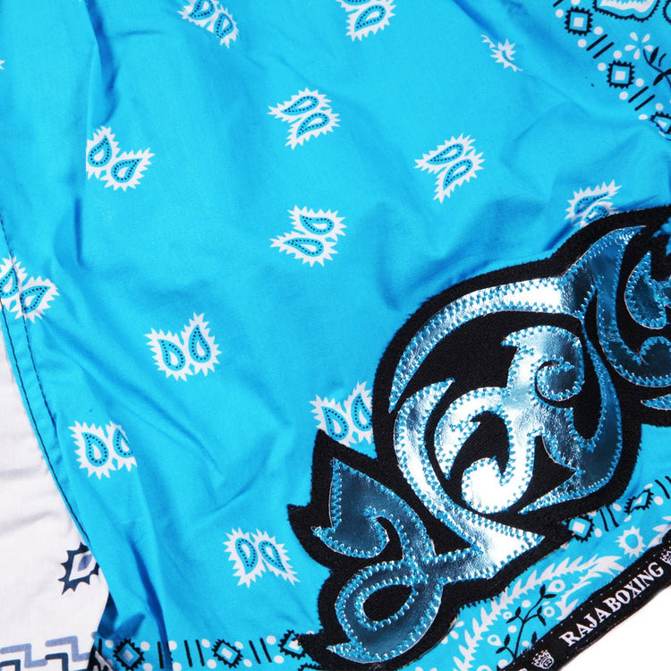Raja Classic Muay Thai Shorts - Blue Pattern - FightstorePro