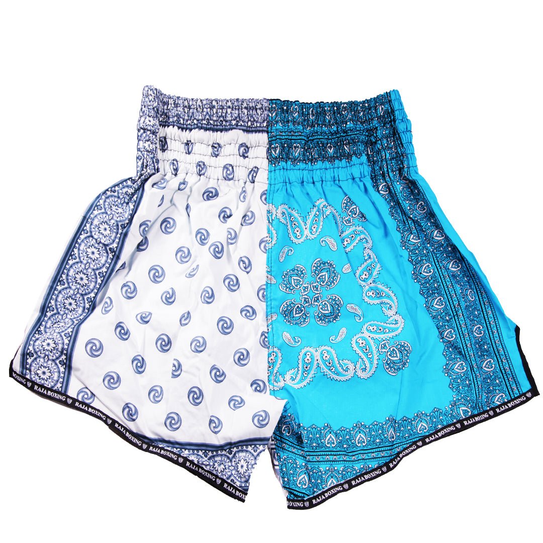 Raja Classic Muay Thai Shorts - Blue Pattern - FightstorePro