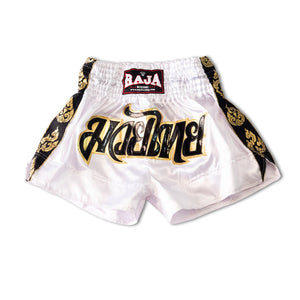 Raja Classic Muay Thai Shorts - White - FightstorePro