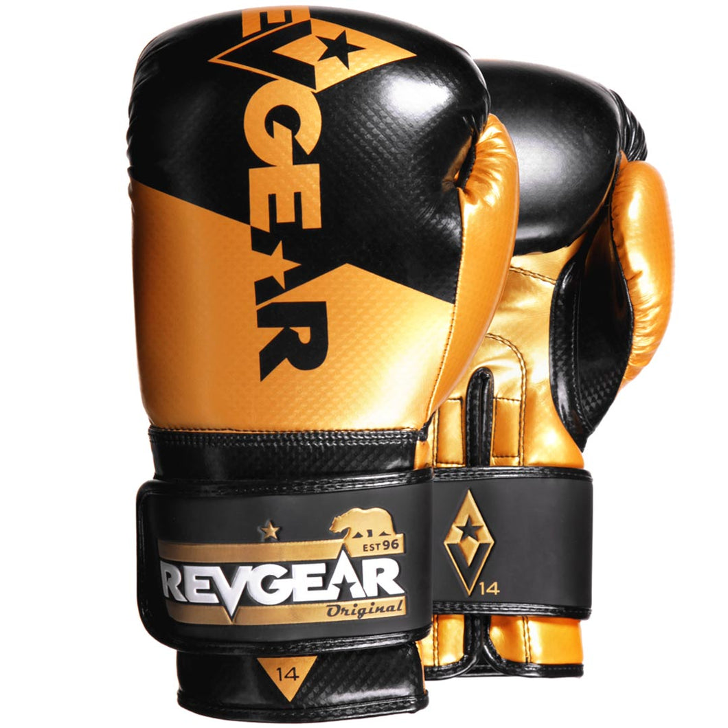 Revgear Pinnacle Boxing Gloves- Black Gold - FightstorePro