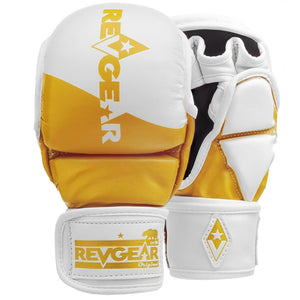Revgear PINNACLE MMA SPARRING GLOVES - WHITE/GOLD - FightstorePro