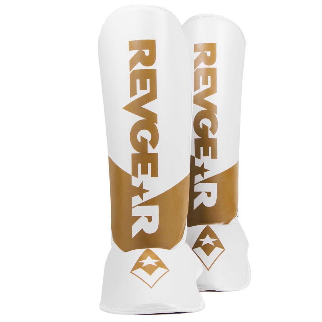 Revgear Pinnacle Shin Guards - White/Gold - FightstorePro