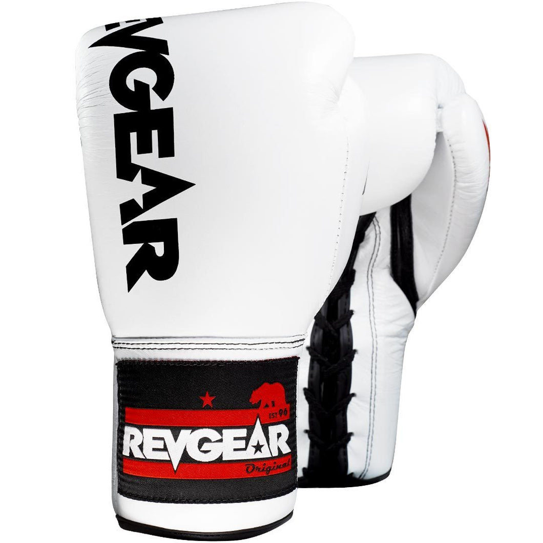 Revgear Professional Competition Boxing Gloves - White/Black - FightstorePro