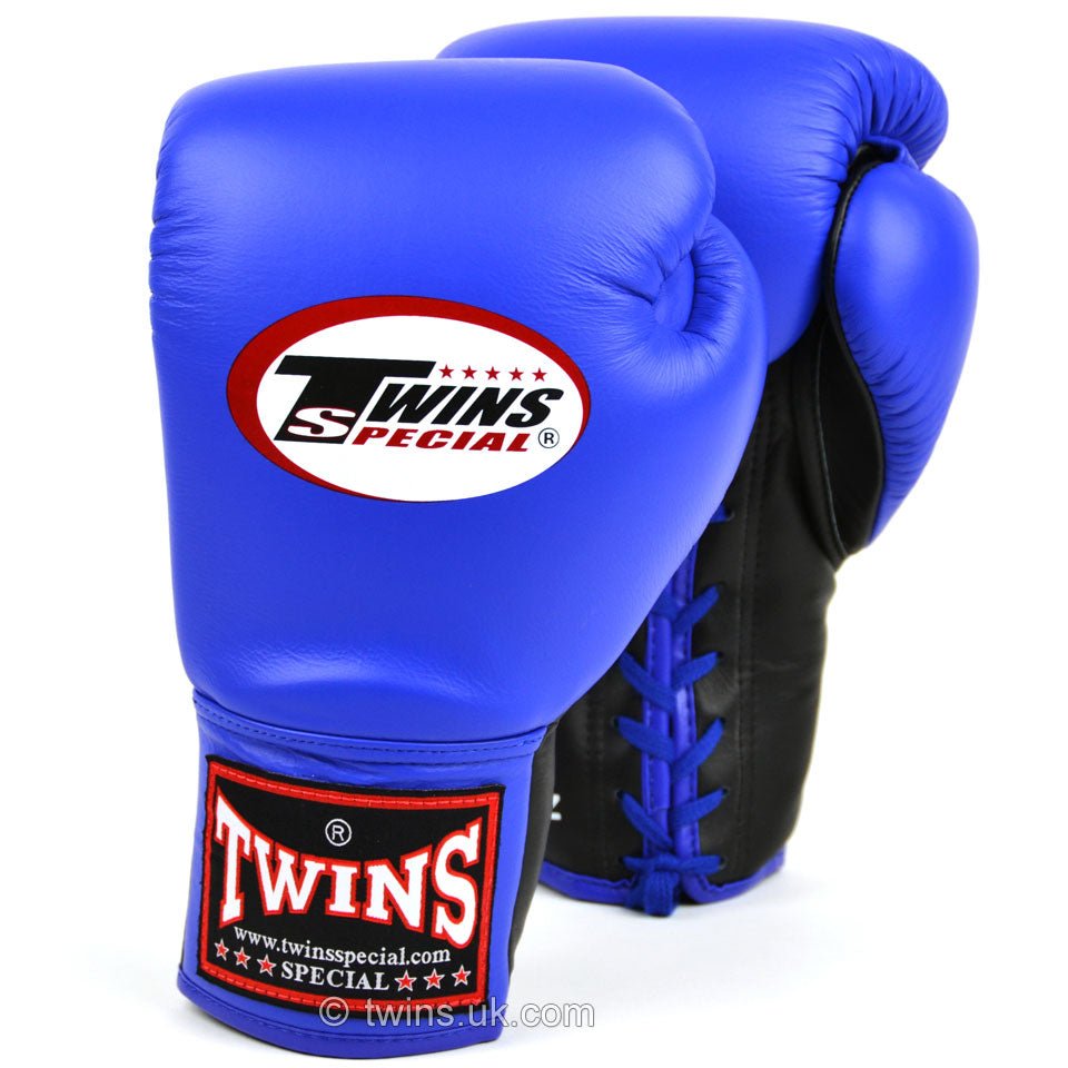 Twins BGLL1 Lace-up Competition Gloves Blue - FightstorePro