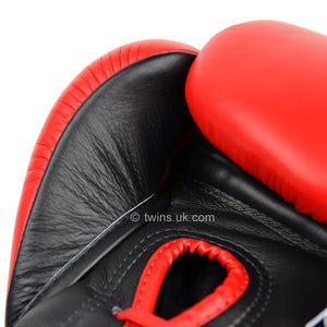Twins BGLL1 Lace-up Competition Gloves Red - FightstorePro