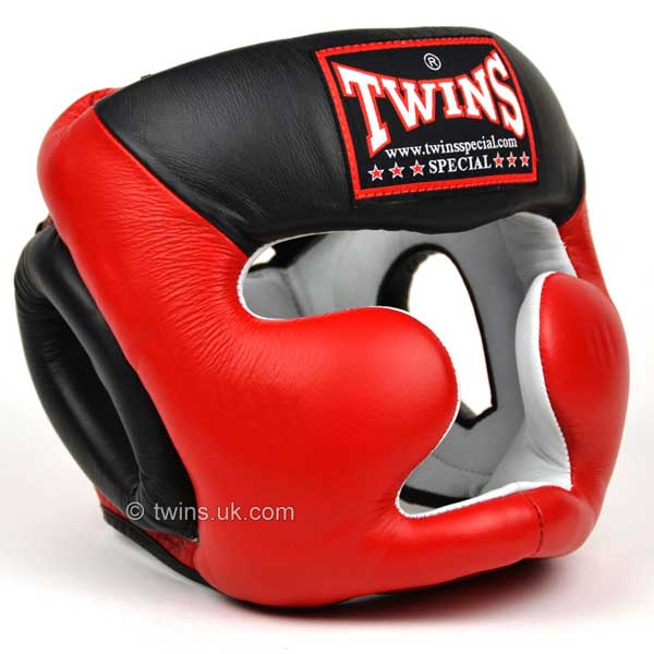 Twins Red-Black 2-Tone Sparring Head Guard - FightstorePro