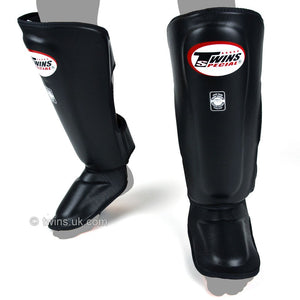 Twins SGL-12 Deluxe Double Padded Shin Pads - Black - FightstorePro