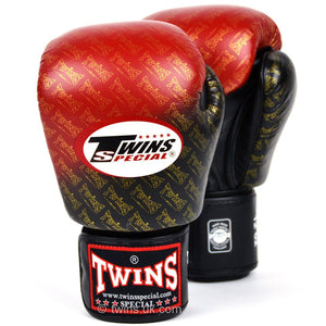 Twins Special Boxing Gloves Black-Red Fade - FightstorePro