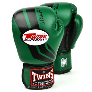 Twins Special Boxing Gloves Green/Black Stripe - FightstorePro