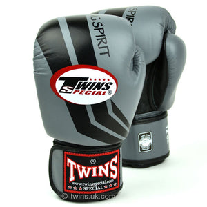 Twins Special Boxing Gloves Grey/Black Stripe - FightstorePro