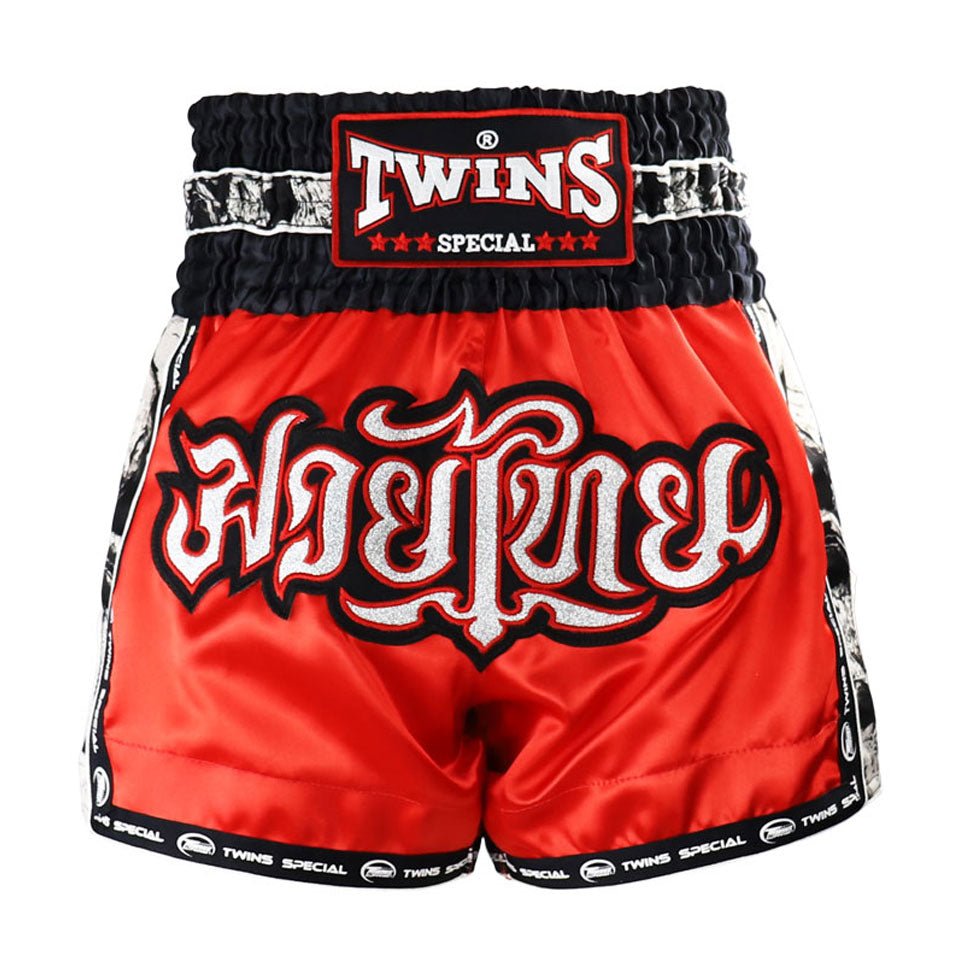Twins TBS-SK3 Red Skull Muay Thai Shorts - FightstorePro