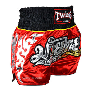 Twins TWS-006 Red-Black Muay Thai Shorts - FightstorePro