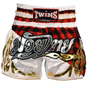 Twins TWS-851 Red Tartan Muay Thai Shorts - FightstorePro