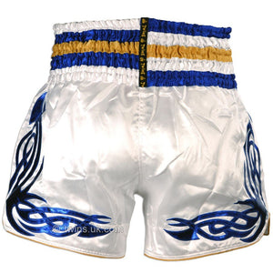 Twins TWS-881 White-Blue Muay Thai Shorts - FightstorePro