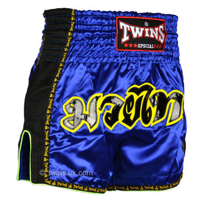 Twins TWS-910 Blue Retro Muay Thai Shorts - FightstorePro