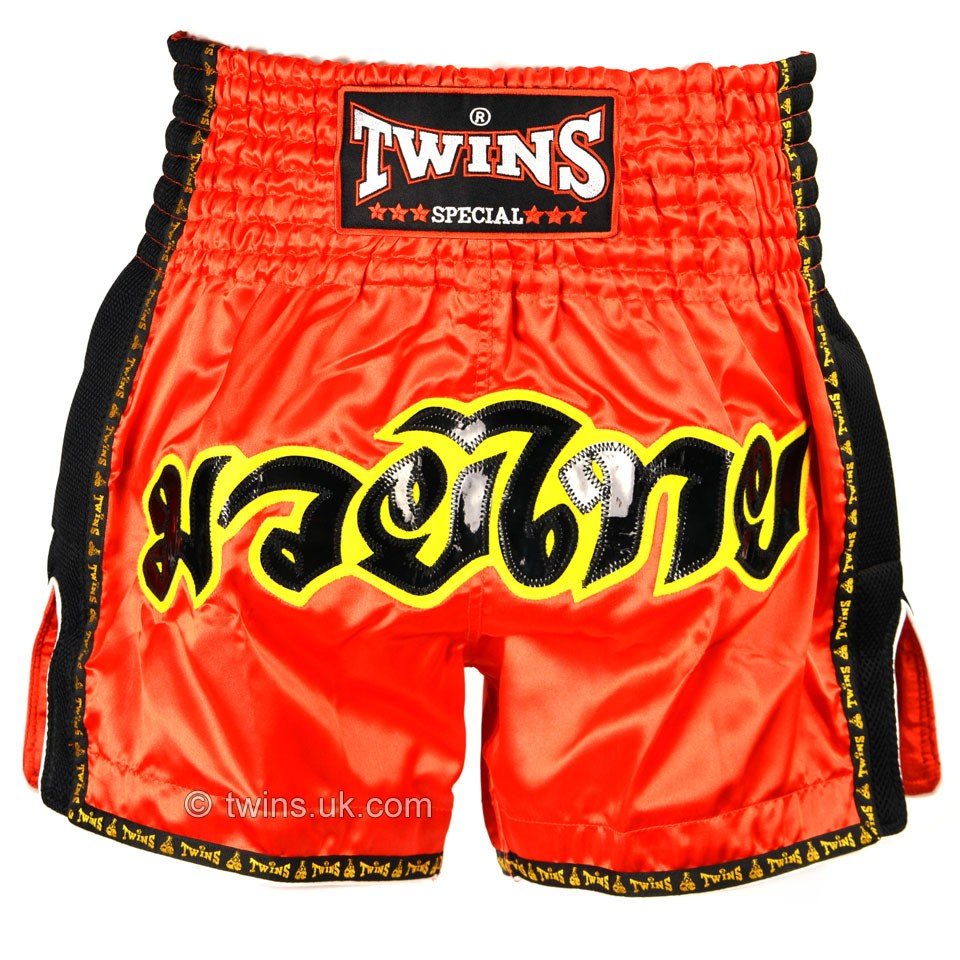 Twins TWS-911 Red Retro Muay Thai Shorts - FightstorePro