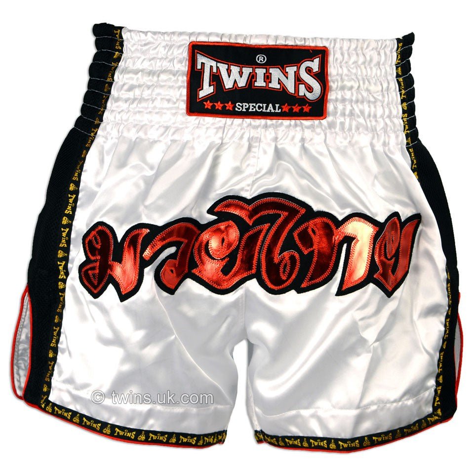 Twins TWS-912 White Retro Muaythai Shorts - FightstorePro