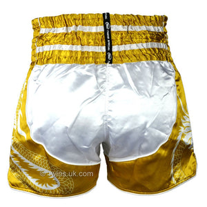 Twins TWS-Dragon-4 White-Gold Muay Thai Shorts - FightstorePro