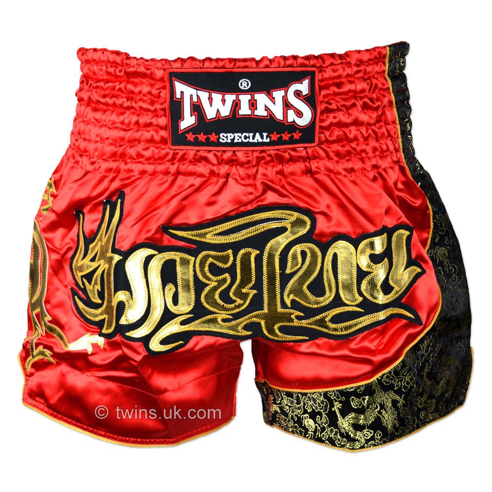 TWS-151 Twins Red-Gold Muaythai Shorts - FightstorePro