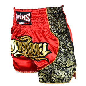 TWS-151 Twins Red-Gold Muaythai Shorts - FightstorePro