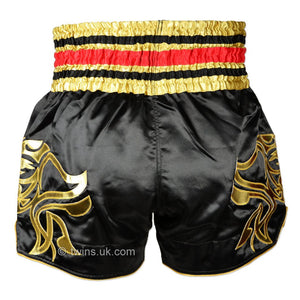 TWS-154 Twins Black-Gold Muaythai Shorts - FightstorePro